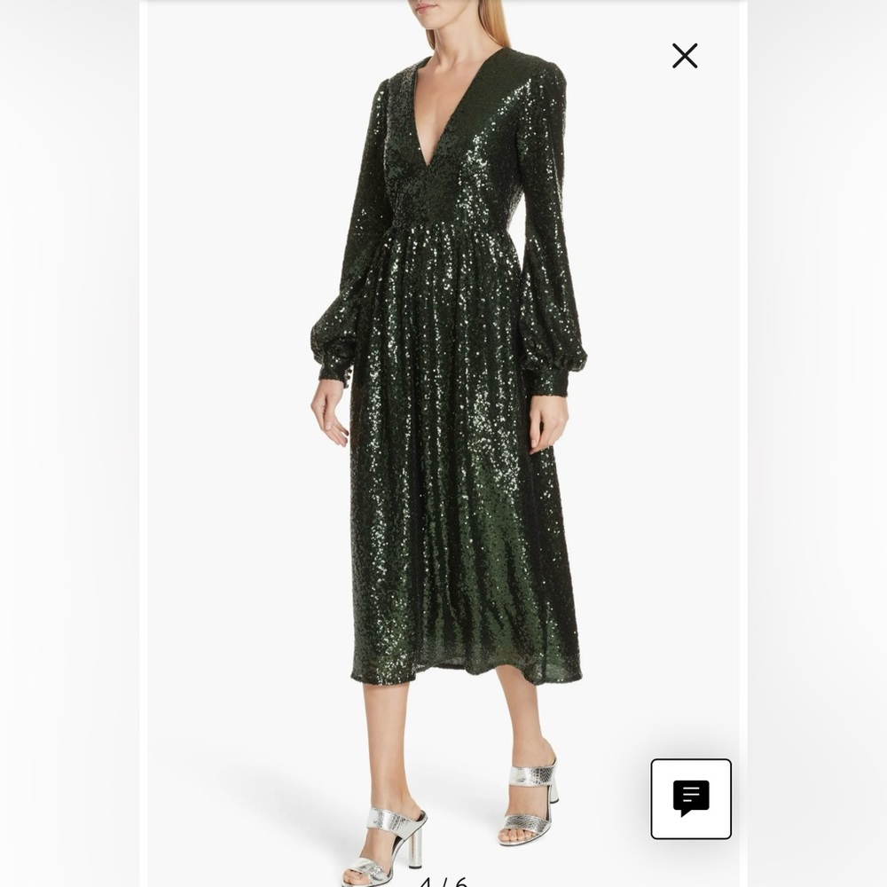 US 2/UK 6. Saloni Camille Green Sequin Dress NWT Size 6UK